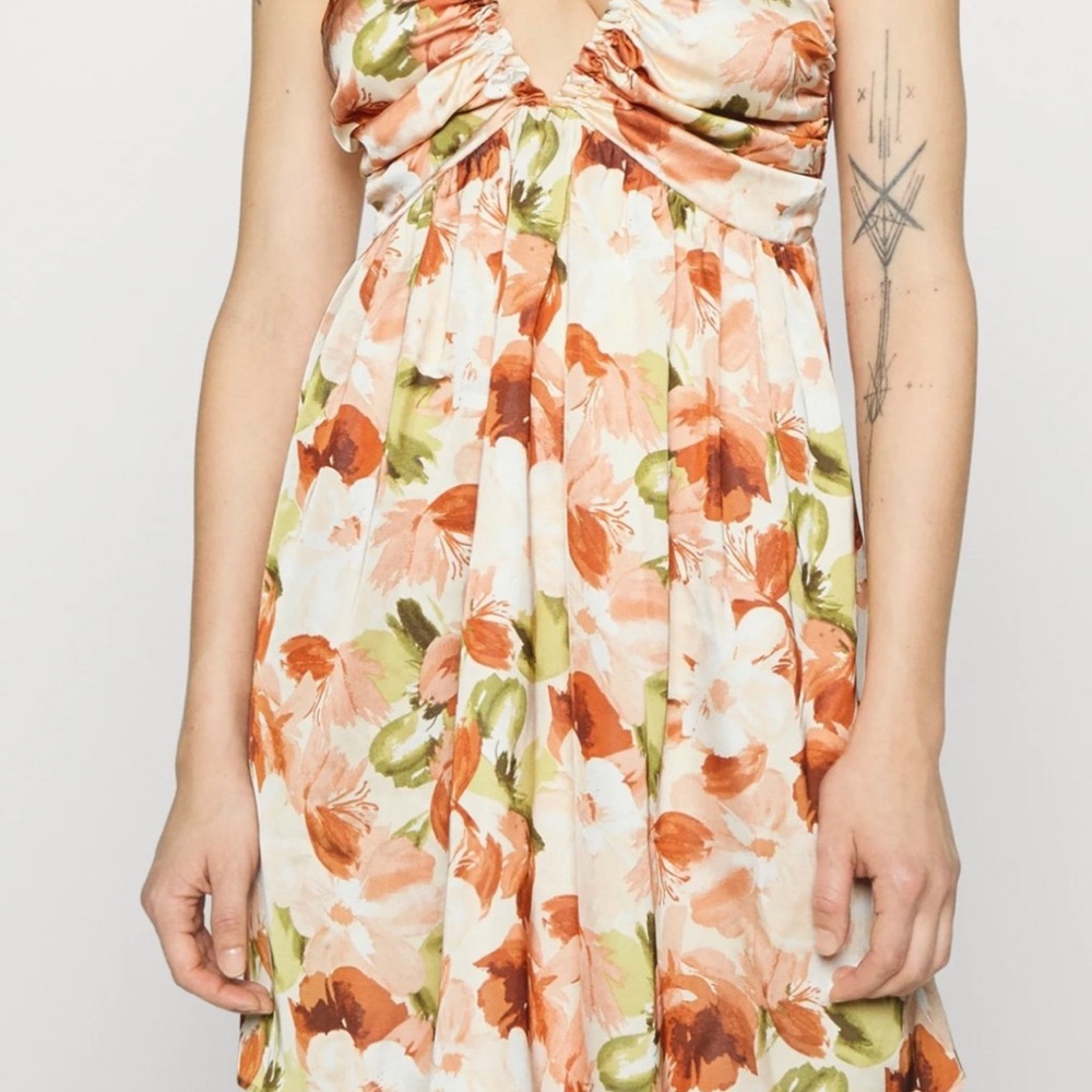 Abercrombie & Fitch Floral Backless Dress - Orange and Green